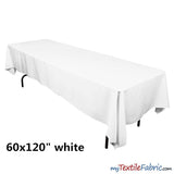 60" x 120" Banquet Polyester Tablecloth | Sold By Piece or Wholesale Box | Fabric mytextilefabric By Piece White 