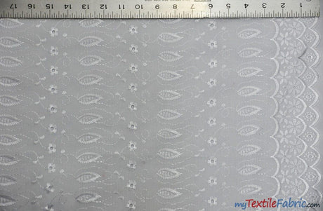 Polyester Cotton Eyelet Embroidery | Double Sided Border | 45" Wide | Multiple Colors | Fabric mytextilefabric Yards White 