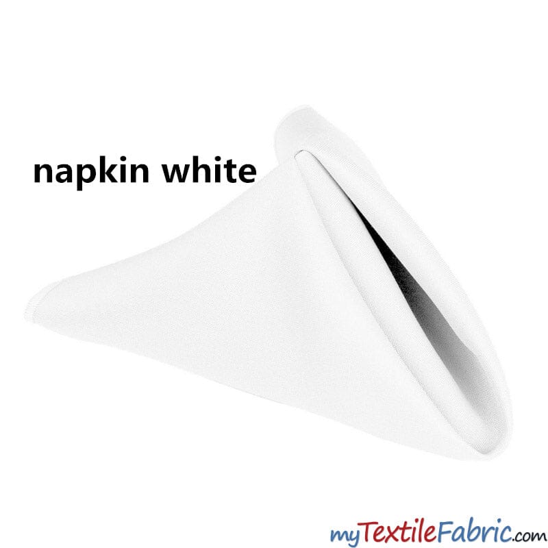 Polyester Table Napkins | Baby Hem Edge | Size 20" x 20" | Washable, Durable, Reusable | Fabric mytextilefabric By Box (10pcs) White 