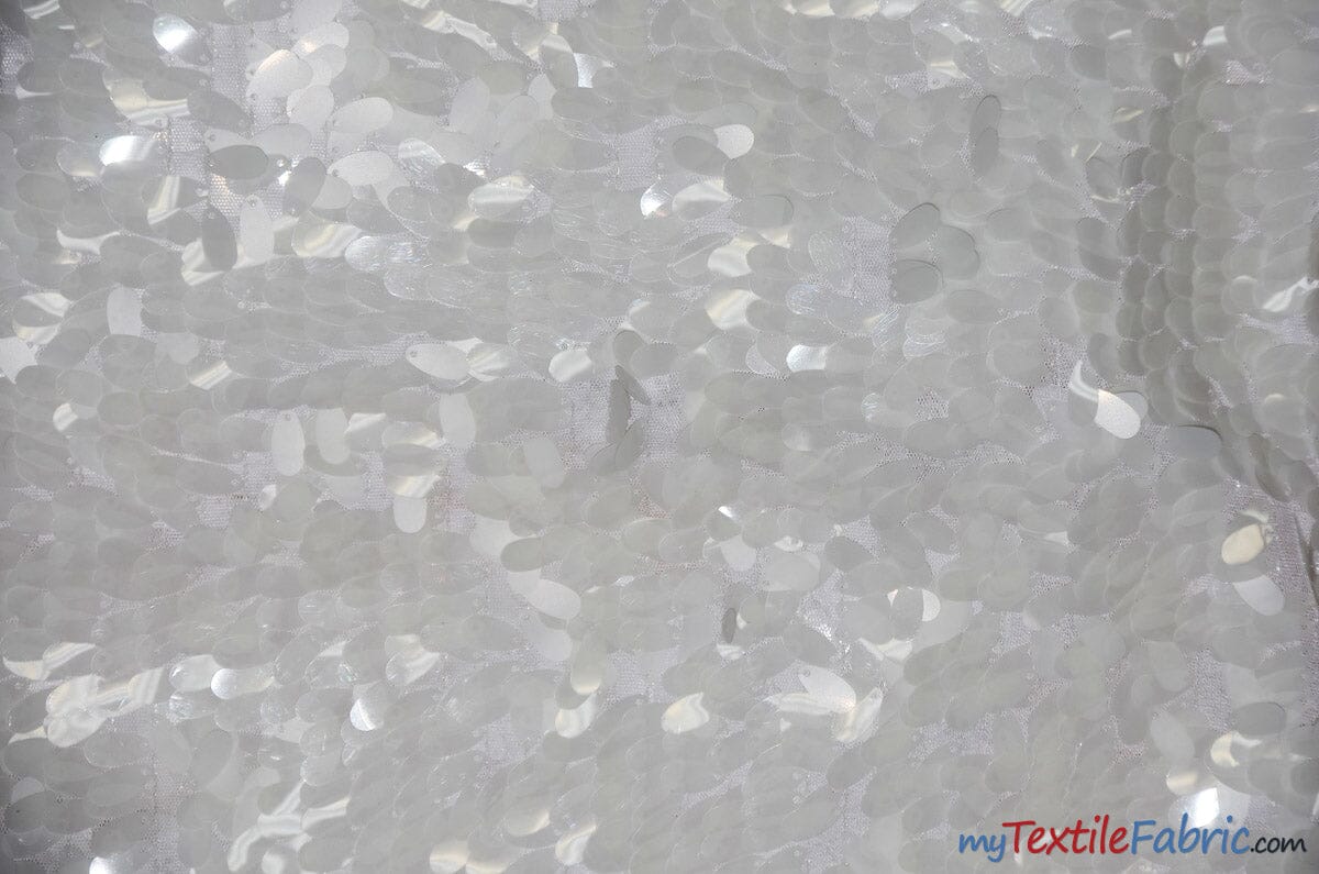 Raindrop Sequins Fabric | Transparent Oval Sequins Fabric | 52" Wide | Two Colors | Fabric mytextilefabric Yards Clear White 