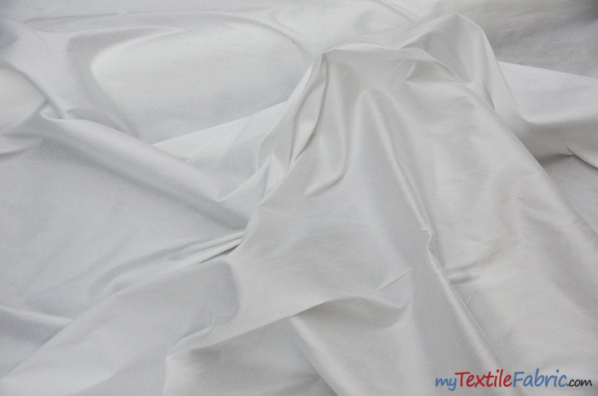 Polyester Silk Fabric | Faux Silk | Polyester Dupioni Fabric | Continuous Yards | 54" Wide | Multiple Colors | Fabric mytextilefabric Yards White 