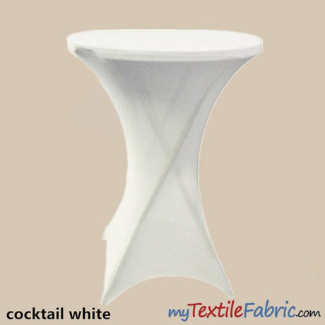 Cocktail Spandex Tablecloth | Reinforced Pockets | 36" Diameter, 42" Height | Sold by Piece or Wholesale Box | Fabric mytextilefabric By Piece White 