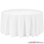 Load image into Gallery viewer, 132&quot; Round Polyester Seamless Tablecloth | Sold by Single Piece or Wholesale Box | Fabric mytextilefabric By Piece White 
