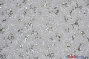 Luxury Mesh Embroidery Fabric | Embroidered Mesh Bridal Lace | 54" Wide | Multiple Colors | Fabric mytextilefabric Yards White 