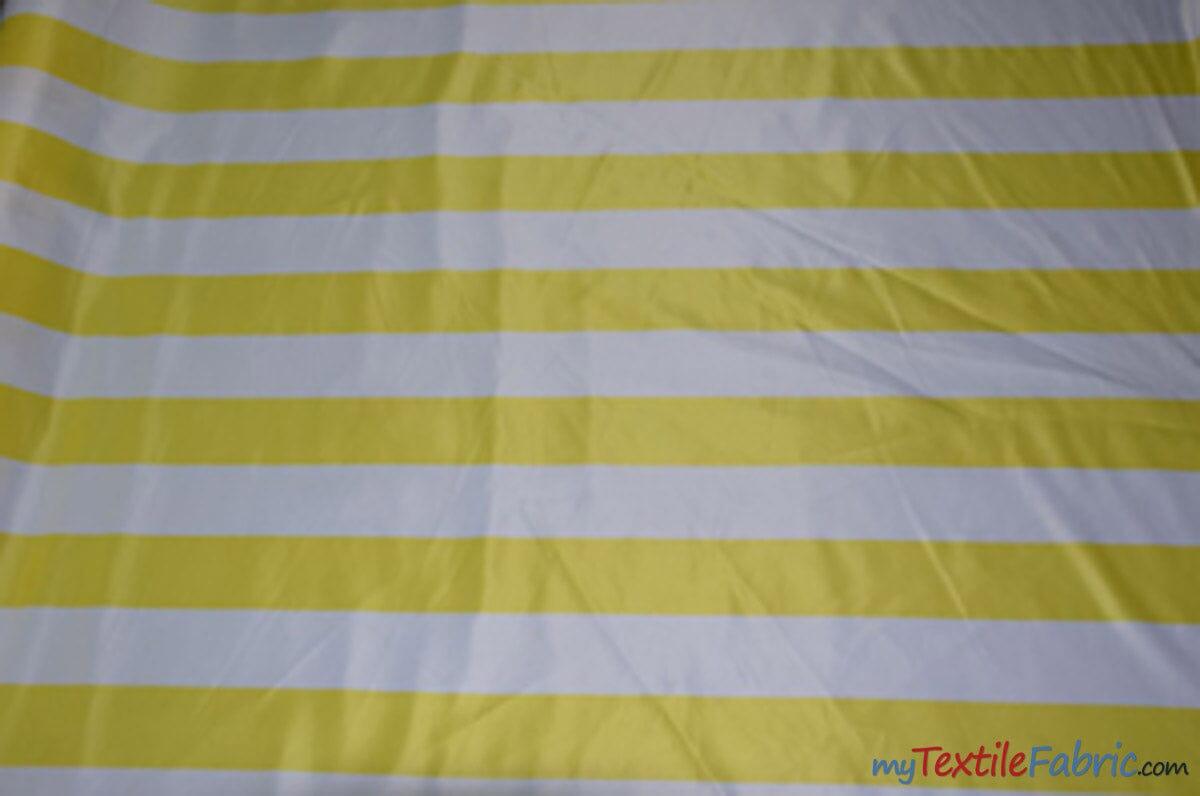 3.5" Stripe Satin Print | Dull Satin Print | 58/60" Wide | Multiple Colors | Stripe Satin Print Fabric | Fabric mytextilefabric Yards Yellow White 3.5 Inch Stripe 