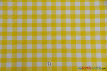 Load image into Gallery viewer, Gingham Checkered Fabric | Polyester Picnic Checkers | 1&quot; x 1&quot; | 60&quot; Wide | Tablecloths, Curtains, Drapery, Events, Apparel | Fabric mytextilefabric Yards Yellow White 