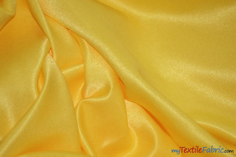 Stretch Matte Satin Peau de Soie Fabric | 60" Wide | Stretch Duchess Satin | Stretch Dull Lamour Satin for Bridal, Wedding, Costumes, Bridesmaid Dress Fabric mytextilefabric Yards Yellow 