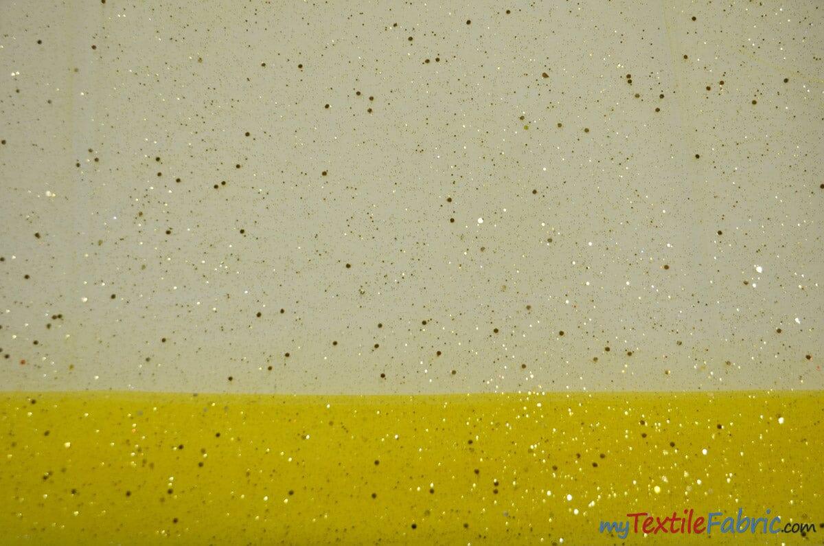 Tulle Glitter with Sequins and Glitter | 60" Wide | Multiple Colors | Glitter Tulle Fabric with Sequins Embellishments | Fabric mytextilefabric Yards Yellow 