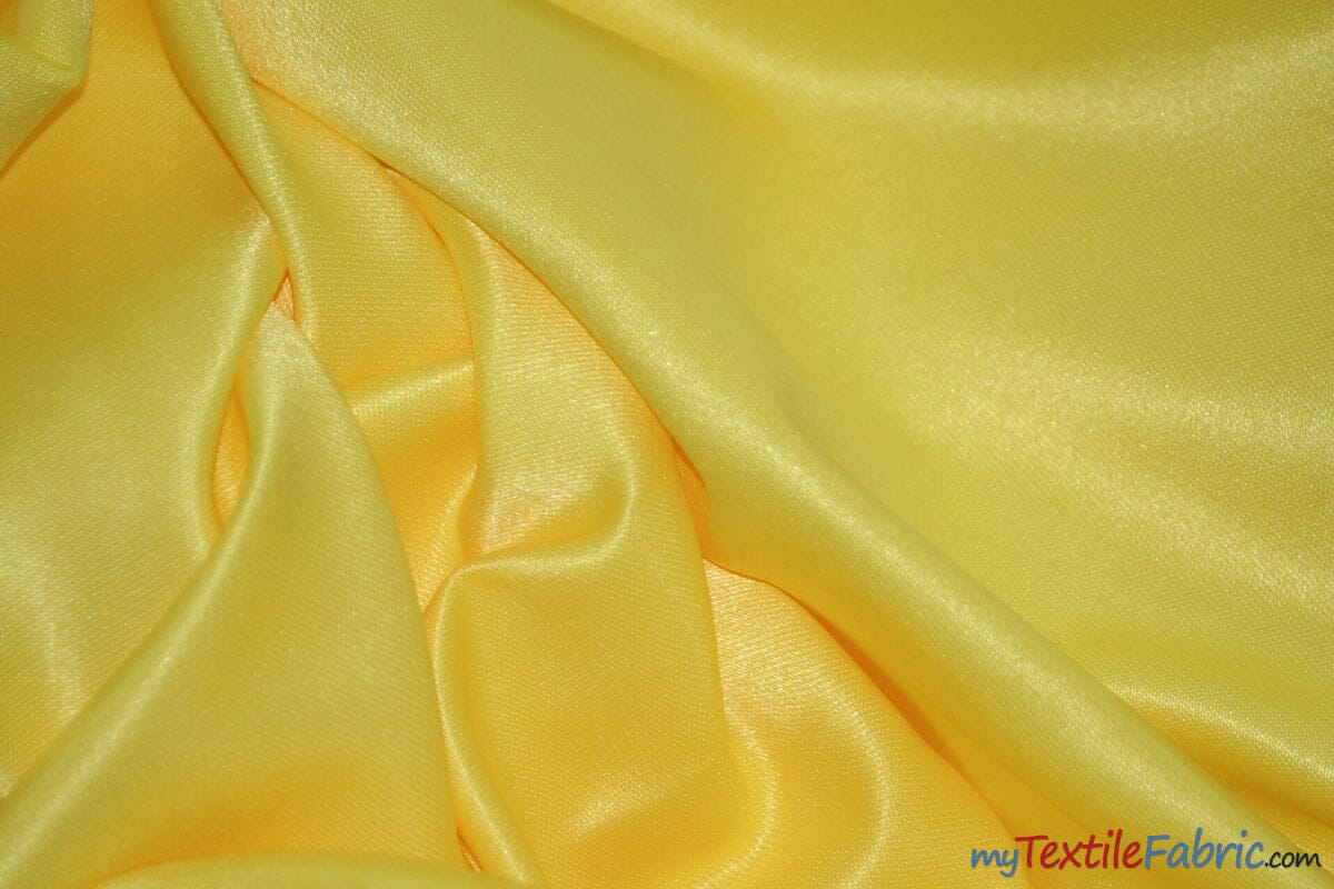 L'Amour Satin Fabric | Polyester Matte Satin | Peau De Soie | 60" Wide | Wholesale Bolt | Wedding Dress, Tablecloth, Multiple Colors | Fabric mytextilefabric Bolts Yellow 