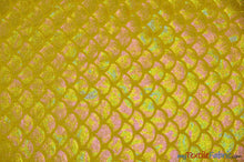 Load image into Gallery viewer, 4 Way Stretch Dancewear Fabric | Paradise Mermaid Hologram Spandex | 58/60&quot; Wide | Multiple Colors | Fabric mytextilefabric Yards Yellow 