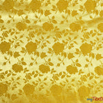 Load image into Gallery viewer, Satin Jacquard | Satin Flower Brocade | 60&quot; Wide | Wholesale Bolt 65 Yards | Fabric mytextilefabric Bolts Yellow 
