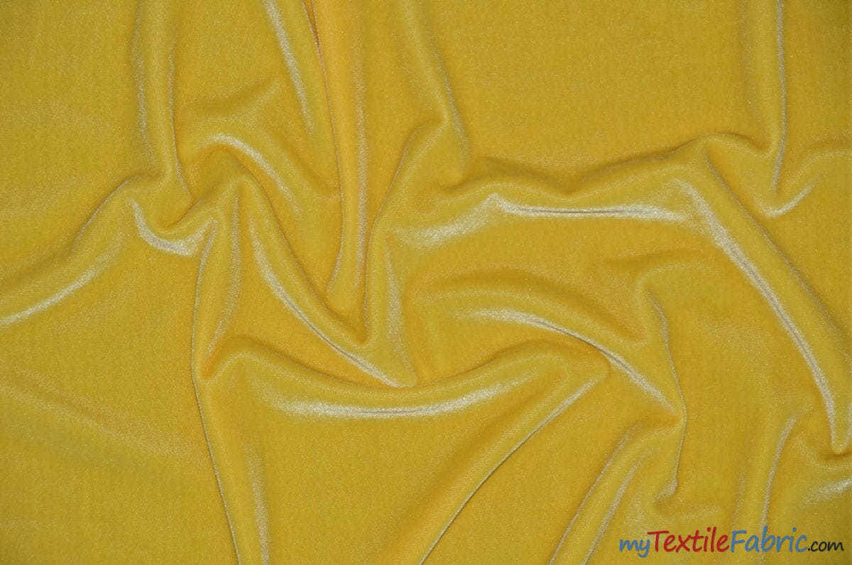 Soft and Plush Stretch Velvet Fabric | Stretch Velvet Spandex | 58" Wide | Spandex Velour for Apparel, Costume, Cosplay, Drapes | Fabric mytextilefabric Yards Yellow 